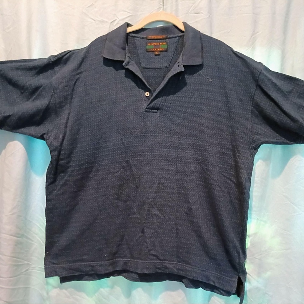 Alexander Julian Men's Navy Textured Short-Sleeve Polo
